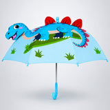 3D Face Blue Dino Spikes Umbrella for Kids