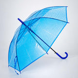 Neon Blue Jelly Transparent Umbrella for Teens & Adults