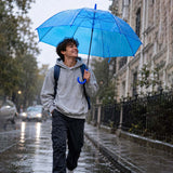 Neon Blue Jelly Transparent Umbrella for Teens & Adults