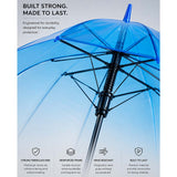 Neon Blue Jelly Transparent Umbrella for Teens & Adults