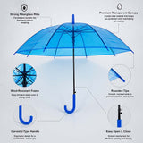 Neon Blue Jelly Transparent Umbrella for Teens & Adults