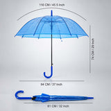Neon Blue Jelly Transparent Umbrella for Teens & Adults