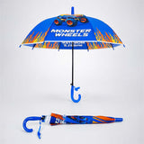 Monster Truck and Flames Print Umbrella for Kids,5yrs-10yrs