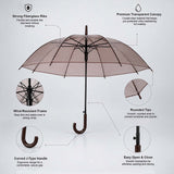 Coffee Brown Jelly Transparent Umbrella for Teens & Adults