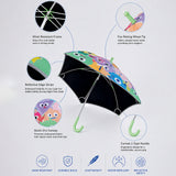 Wheel style Colorful Monster Printed UPF 50+ Kids-Umbrella