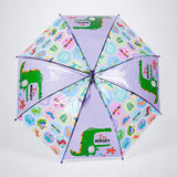 Transparent Croc Dino Panel Purple Handle Printed Umbrella for Kids