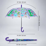 Transparent Croc Dino Panel Purple Handle Printed Umbrella for Kids