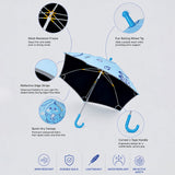 Wheel style Blue Cute Dino Printed UPF 50+ Kids-Umbrella