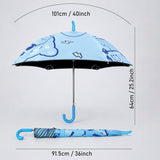 Wheel style Blue Cute Dino Printed UPF 50+ Kids-Umbrella