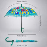 Transparent Dual Dino Panel Green Handle Printed Umbrella for Kids