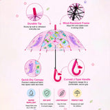 Transparent Dino Panel Pink Handle Printed Umbrella for Kids