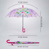 Transparent Dino Panel Pink Handle Printed Umbrella for Kids