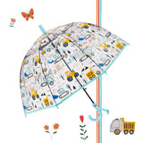 Light Blue Dome style construction theme Transparent Umbrella for Kids