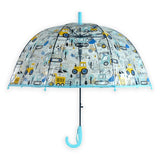 Light Blue Dome style construction theme Transparent Umbrella for Kids