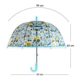 Light Blue Dome style construction theme Transparent Umbrella for Kids