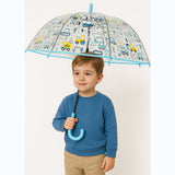 Light Blue Dome style construction theme Transparent Umbrella for Kids