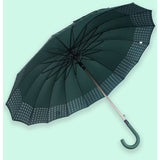 Bottle Green Checks Large Canopy Size Umbrella for Adults