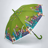 Green Mexico Landmark Print Umbrella for Teens & Adults