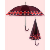 Maroon Checks Large Canopy Size Umbrella for Adults