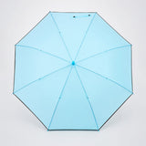 Pastel Blue Solid Black border Umbrella for Adults