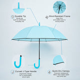 Pastel Blue Solid Black border Umbrella for Adults
