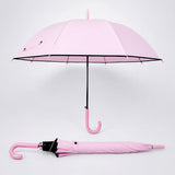 Pastel Pink Solid Black border Umbrella for Adults