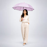 Pastel Pink Solid Black border Umbrella for Adults
