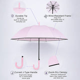 Pastel Pink Solid Black border Umbrella for Adults