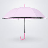 Pastel Pink Solid Black border Umbrella for Adults