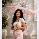 Peach Big Border Transparent Umbrella for Teens & Adults