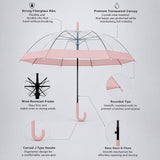 Peach Big Border Transparent Umbrella for Teens & Adults