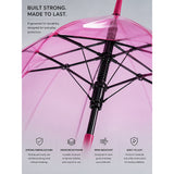 Hot Pink Jelly Transparent Umbrella for Teens & Adults