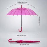 Hot Pink Jelly Transparent Umbrella for Teens & Adults