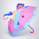 3D Face Pink Unicorn Umbrella for Kids