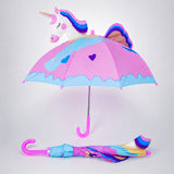 3D Face Pink Unicorn Umbrella for Kids