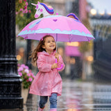3D Face Pink Unicorn Umbrella for Kids
