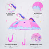 3D Face Pink Unicorn Umbrella for Kids