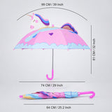 3D Face Pink Unicorn Umbrella for Kids