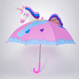 3D Face Pink Unicorn Umbrella for Kids