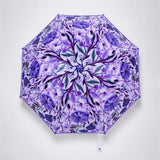 Purple Floral Tile Print Umbrella for Teens & Adults
