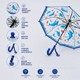 Sea Shark theme Transparent Umbrella for Toddlers & Kids