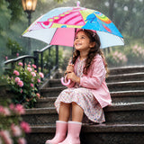 Wheel style Strawberry & Teddy Printed UPF 50+ Kids-Umbrella