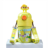Yellow 3D Cheese Toy Lid Kids Stainless Steel Water Bottle, 500ml