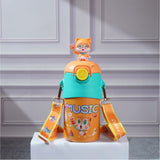 Orange 3D Foxy Toy Lid Kids Stainless Steel Water Bottle, 500ml