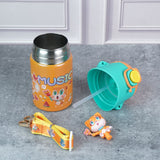 Orange 3D Foxy Toy Lid Kids Stainless Steel Water Bottle, 500ml