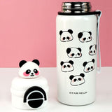 White 3d Panda Stainless Steel Kids Water Bottle, 550ml
