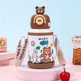 Bear 3d Face Lid with Matching Cover Stainless Steel Water Bottle for Kids, 550 ml