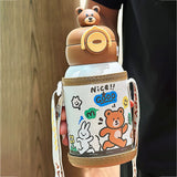 Bear 3d Face Lid with Matching Cover Stainless Steel Water Bottle for Kids, 550 ml