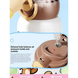 Bear 3d Face Lid with Matching Cover Stainless Steel Water Bottle for Kids, 550 ml