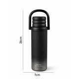 Black 3 Stripes Lid Series, Stainless Steel Kids Water Bottle, 500ml
